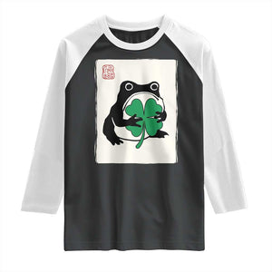 Grumpy Frog Japanese Raglan Shirt St Patricks Day Gift TS12 Black White Print Your Wear
