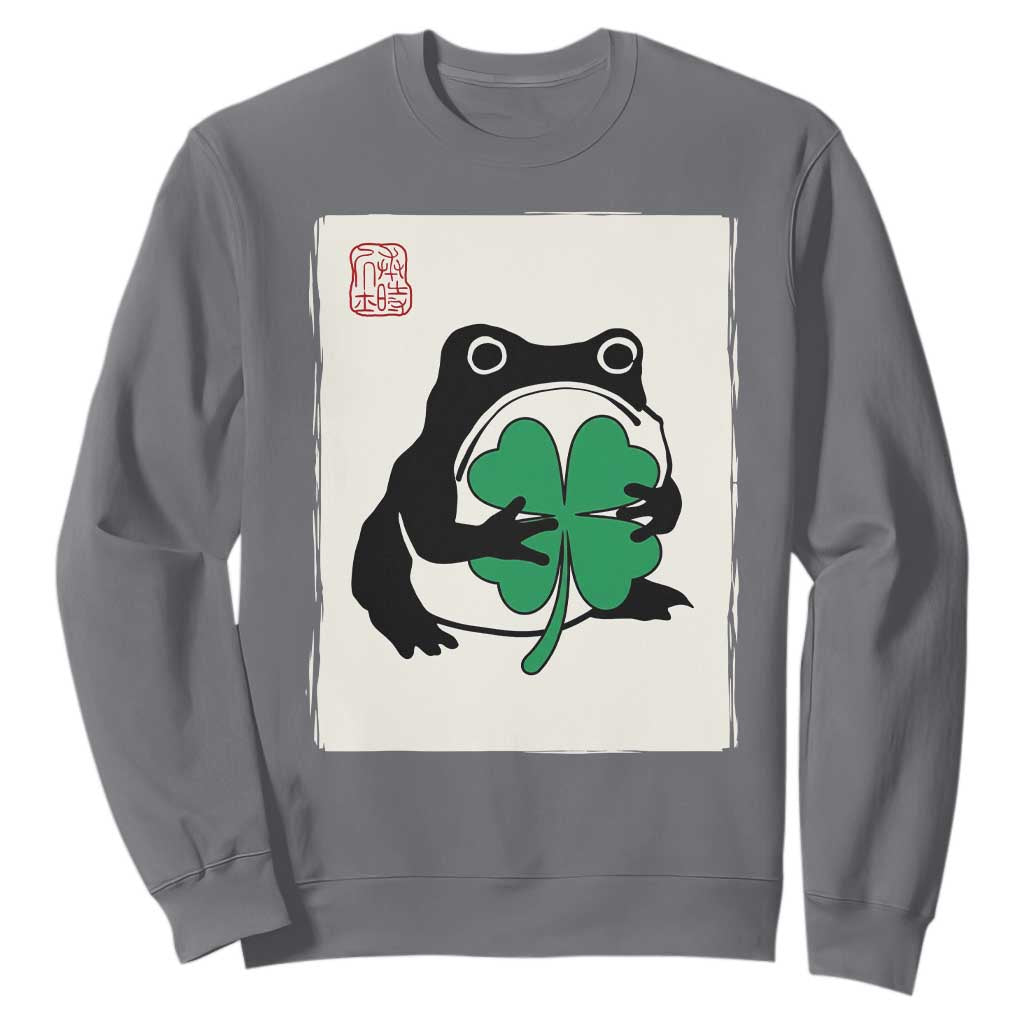 Grumpy Frog Japanese Sweatshirt St Patricks Day Gift TS12 Charcoal Print Your Wear