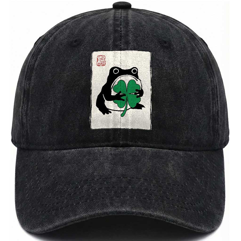 Grumpy Frog Japanese Washed Cotton Baseball Cap St Patricks Day Gift TS12 Print Your Wear