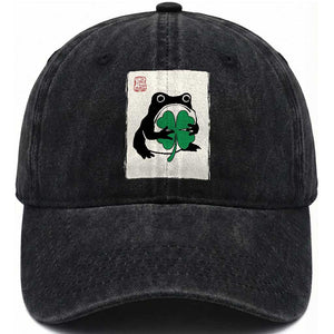 Grumpy Frog Japanese Washed Cotton Baseball Cap St Patricks Day Gift TS12 Print Your Wear