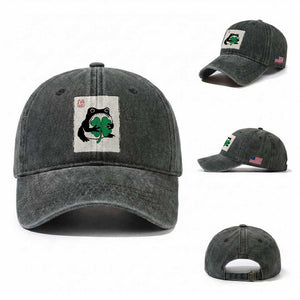 Grumpy Frog Japanese Washed Cotton Baseball Cap St Patricks Day Gift TS12 Washed Cap Universal Fit Dark Green Print Your Wear