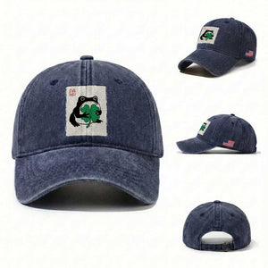 Grumpy Frog Japanese Washed Cotton Baseball Cap St Patricks Day Gift TS12 Washed Cap Universal Fit Navy Print Your Wear