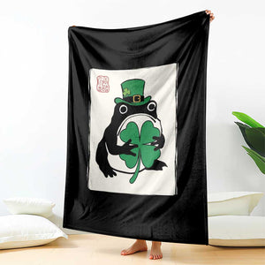 Vintage Japanese Grumpy Frog Throw Blanket Lucky St Paddys Day TS12 Print Your Wear