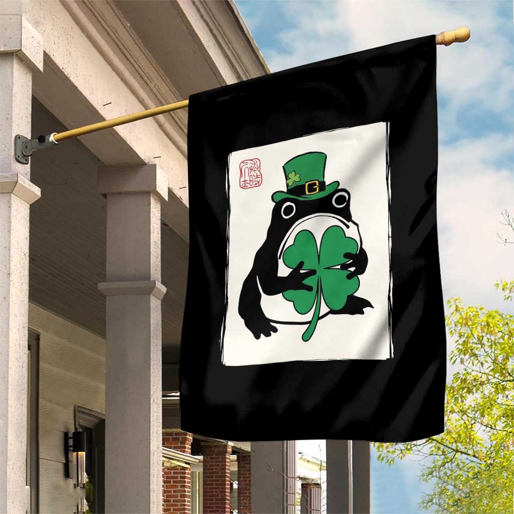 Vintage Japanese Grumpy Frog Garden Flag Lucky St Paddys Day TS12 Print Your Wear