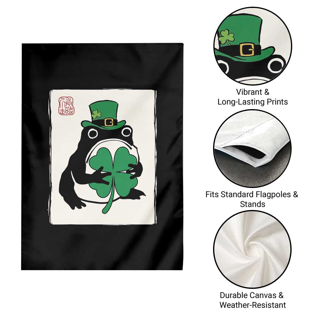 Vintage Japanese Grumpy Frog Garden Flag Lucky St Paddys Day TS12 Print Your Wear