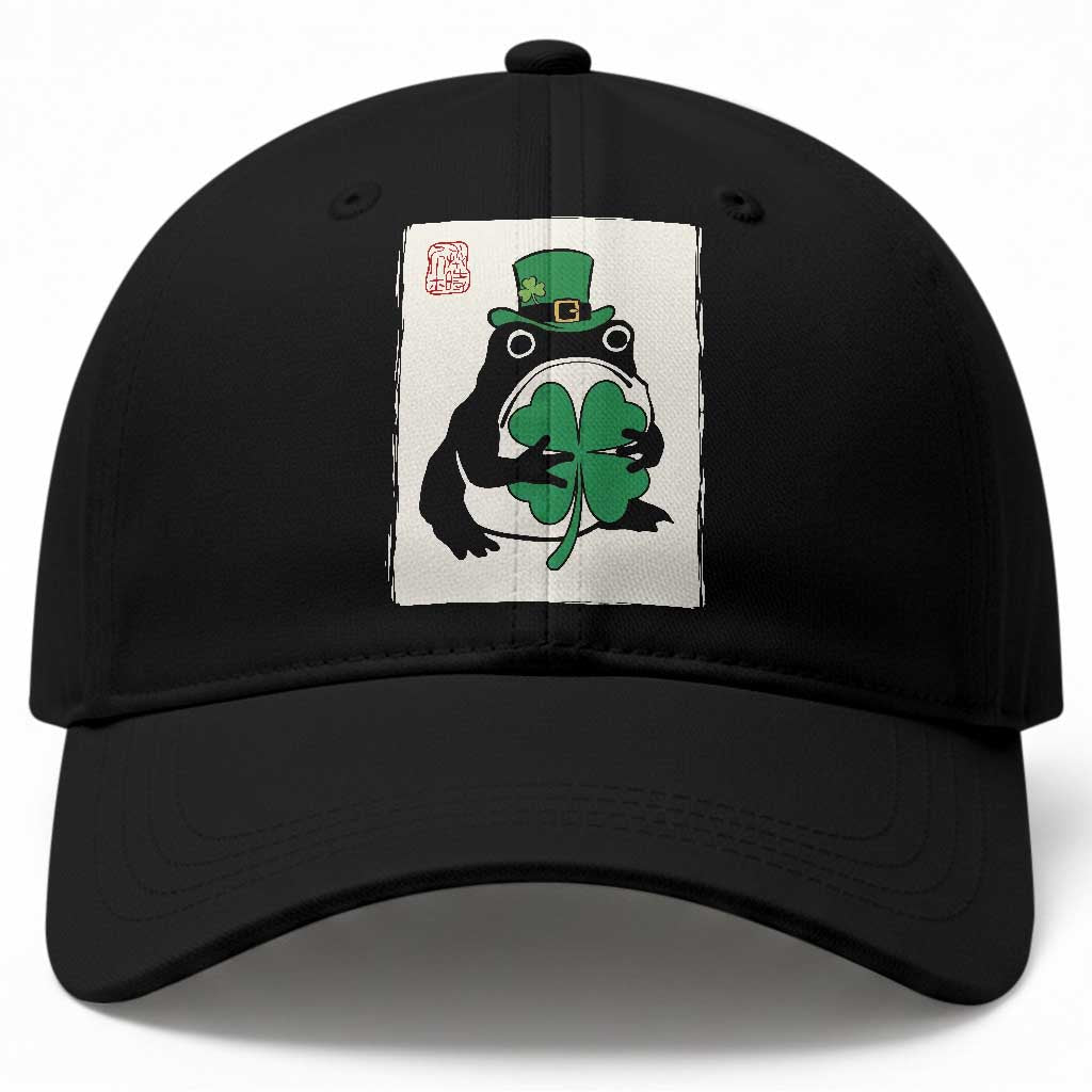 Vintage Japanese Grumpy Frog Baseball Cap Lucky St Paddys Day TS12 Print Your Wear