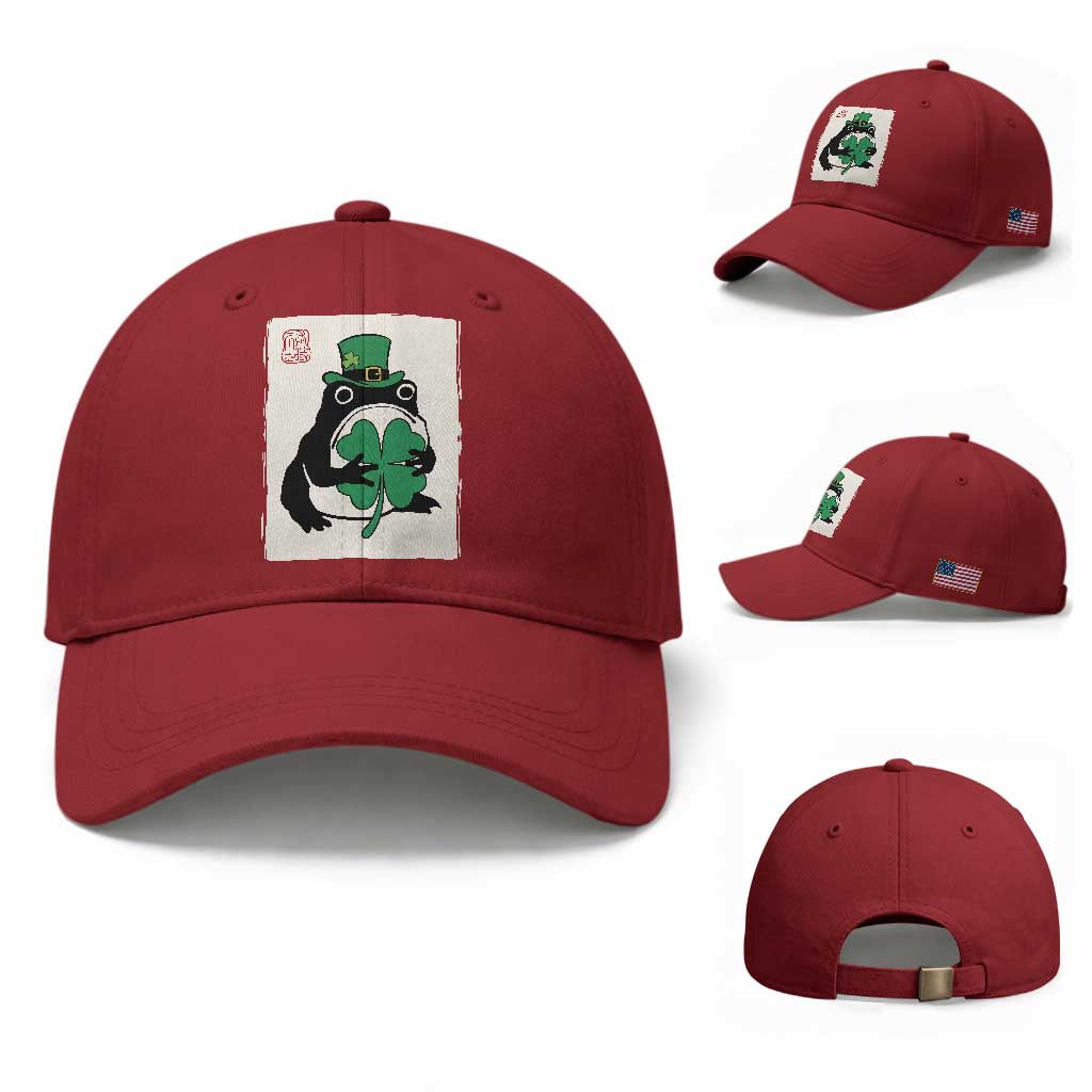 Vintage Japanese Grumpy Frog Baseball Cap Lucky St Paddys Day TS12 Baseball Cap Universal Fit Cherry Red Print Your Wear