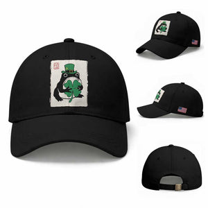 Vintage Japanese Grumpy Frog Baseball Cap Lucky St Paddys Day TS12 Baseball Cap Universal Fit Black Print Your Wear