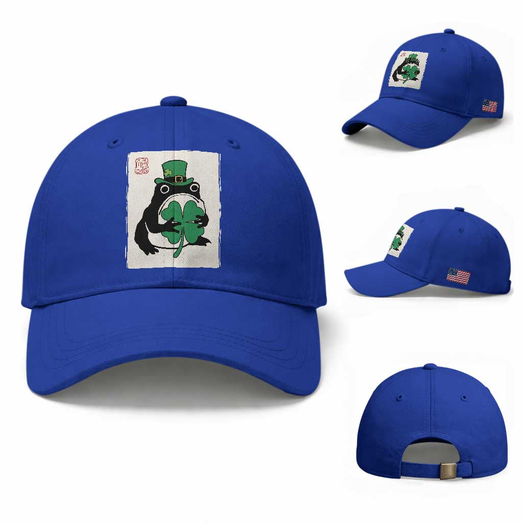 Vintage Japanese Grumpy Frog Baseball Cap Lucky St Paddys Day TS12 Baseball Cap Universal Fit Royal Blue Print Your Wear