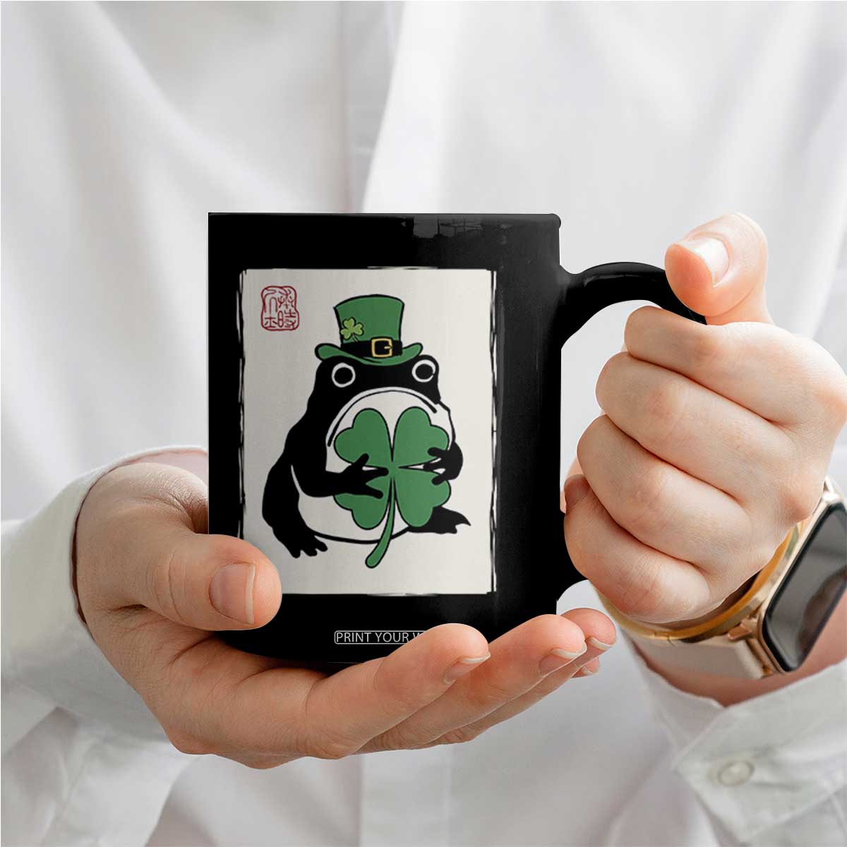 Vintage Japanese Grumpy Frog Coffee Mug Lucky St Paddys Day TS12 Print Your Wear