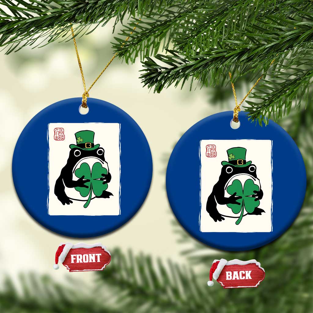 Vintage Japanese Grumpy Frog Ceramic Ornament Lucky St Paddys Day TS12 1pc Blue Print Your Wear