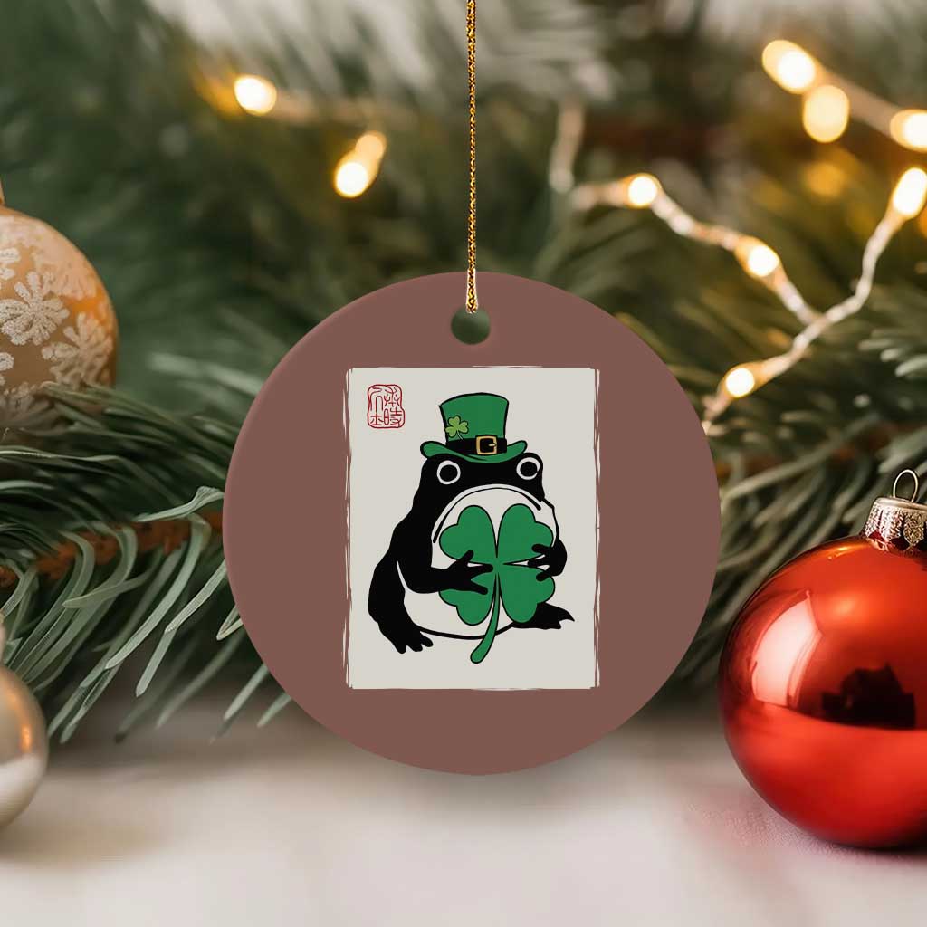 Vintage Japanese Grumpy Frog Ceramic Ornament Lucky St Paddys Day TS12 1pc Mocha Print Your Wear
