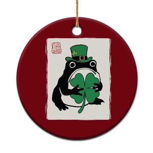 Vintage Japanese Grumpy Frog Ceramic Ornament Lucky St Paddys Day TS12 1pc Red Print Your Wear