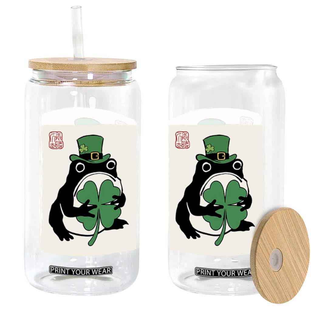 Vintage Japanese Grumpy Frog Glass Can Lucky St Paddys Day TS12 Print Your Wear