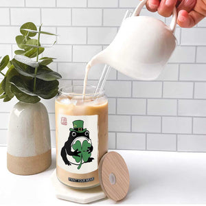Vintage Japanese Grumpy Frog Glass Can Lucky St Paddys Day TS12 Print Your Wear