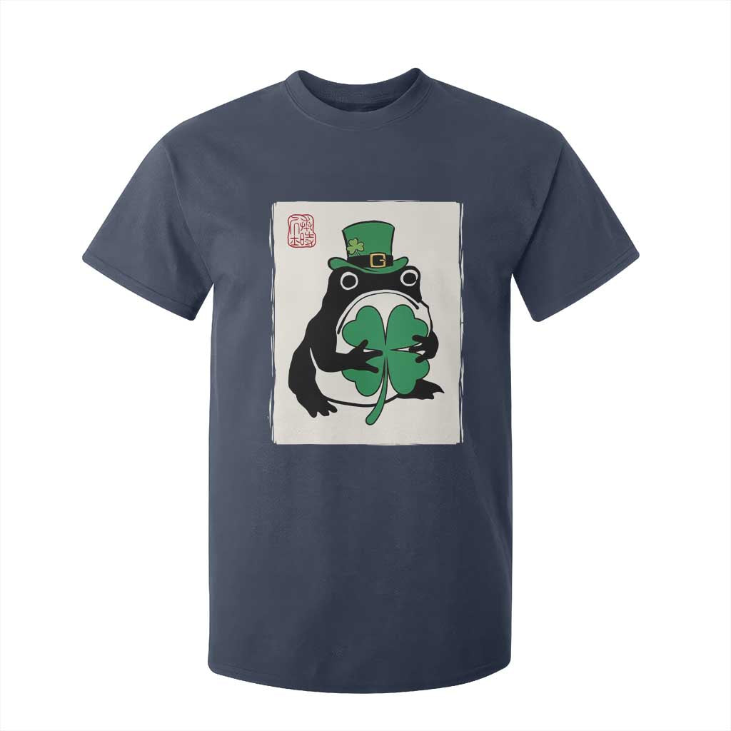 Vintage Japanese Grumpy Frog T Shirt For Kid Lucky St Paddys Day TS12 Navy Print Your Wear
