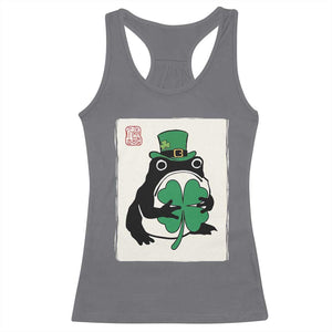 Vintage Japanese Grumpy Frog Racerback Tank Top Lucky St Paddys Day TS12 Charcoal Print Your Wear