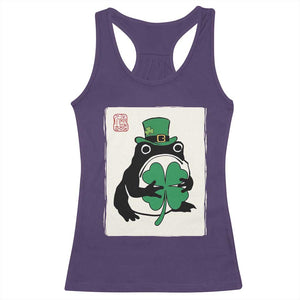 Vintage Japanese Grumpy Frog Racerback Tank Top Lucky St Paddys Day TS12 Purple Print Your Wear
