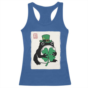Vintage Japanese Grumpy Frog Racerback Tank Top Lucky St Paddys Day TS12 Royal Blue Print Your Wear