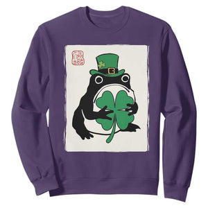 Vintage Japanese Grumpy Frog Sweatshirt Lucky St Paddys Day TS12 Purple Print Your Wear