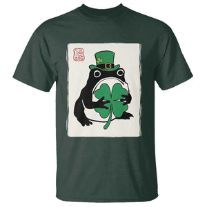 Vintage Japanese Grumpy Frog T Shirt Lucky St Paddys Day TS12 Dark Forest Green Print Your Wear