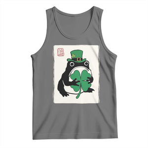 Vintage Japanese Grumpy Frog Tank Top Lucky St Paddys Day TS12 Black Heather Print Your Wear
