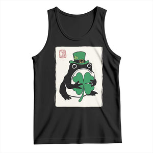 Vintage Japanese Grumpy Frog Tank Top Lucky St Paddys Day TS12 Black Print Your Wear