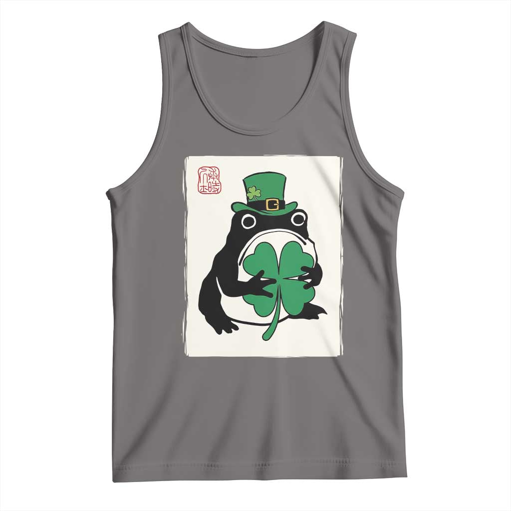 Vintage Japanese Grumpy Frog Tank Top Lucky St Paddys Day TS12 Deep Heather Print Your Wear