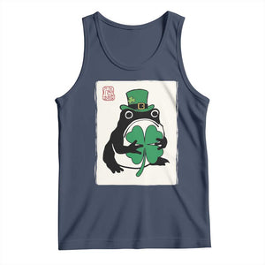 Vintage Japanese Grumpy Frog Tank Top Lucky St Paddys Day TS12 Navy Print Your Wear