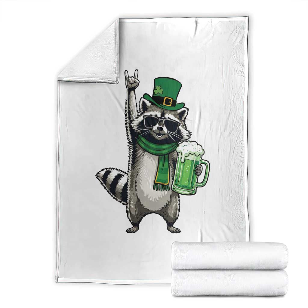 Funny Raccoon Rock On Throw Blanket St Patricks Day Gift TS12 Black Print Your Wear