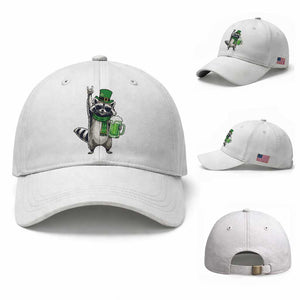 Funny Raccoon Rock On Baseball Cap St Patricks Day Gift TS12 Baseball Cap Universal Fit White Print Your Wear