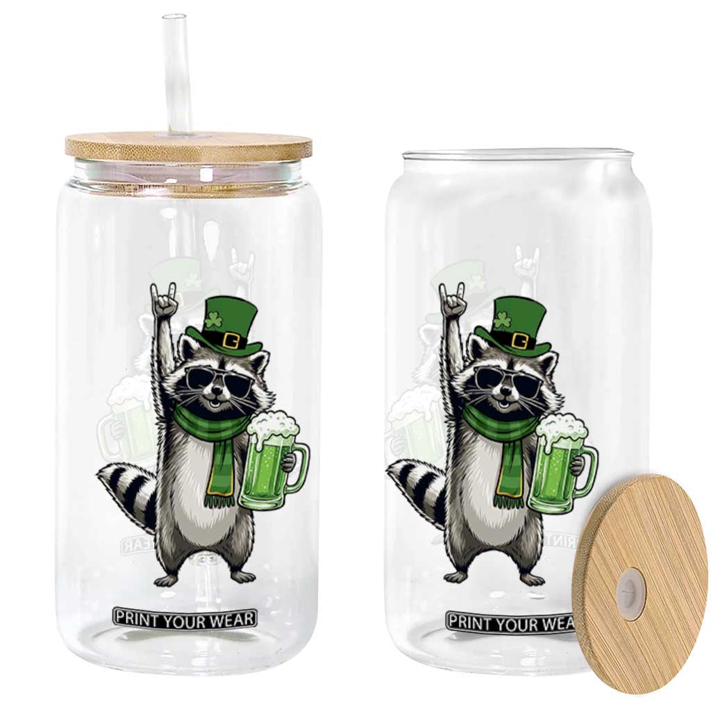Funny Raccoon Rock On Glass Can St Patricks Day Gift TS12 Print Your Wear