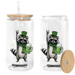 Funny Raccoon Rock On Glass Can St Patricks Day Gift TS12 Print Your Wear