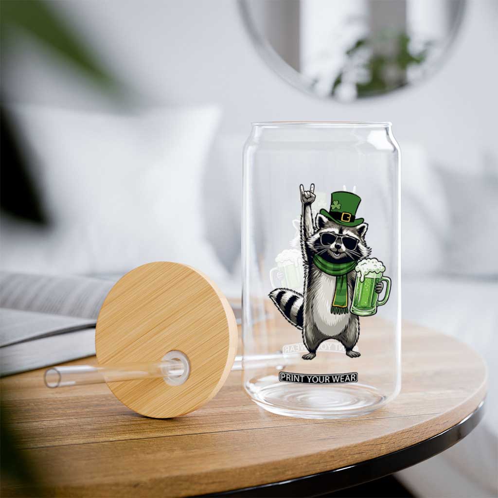 Funny Raccoon Rock On Glass Can St Patricks Day Gift TS12 Print Your Wear
