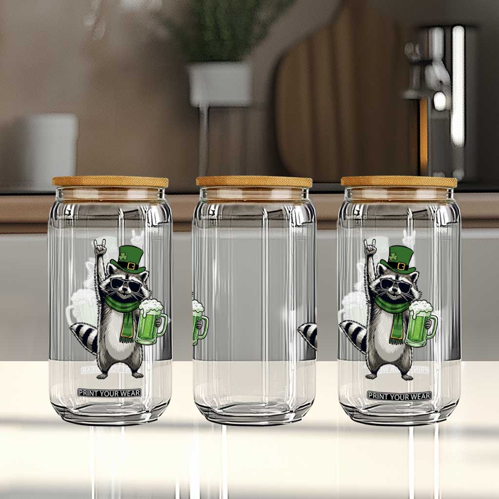 Funny Raccoon Rock On Glass Can St Patricks Day Gift TS12 Print Your Wear