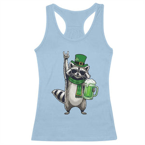 Funny Raccoon Rock On Racerback Tank Top St Patricks Day Gift TS12 Light Blue Print Your Wear