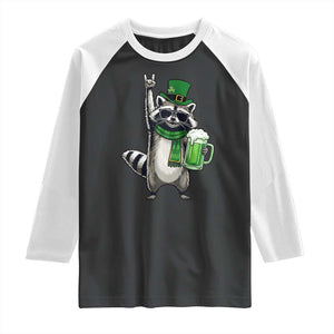 Funny Raccoon Rock On Raglan Shirt St Patricks Day Gift TS12 Black White Print Your Wear