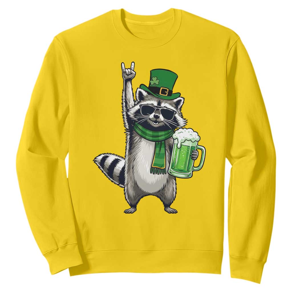 Funny Raccoon Rock On Sweatshirt St Patricks Day Gift TS12 Daisy Print Your Wear