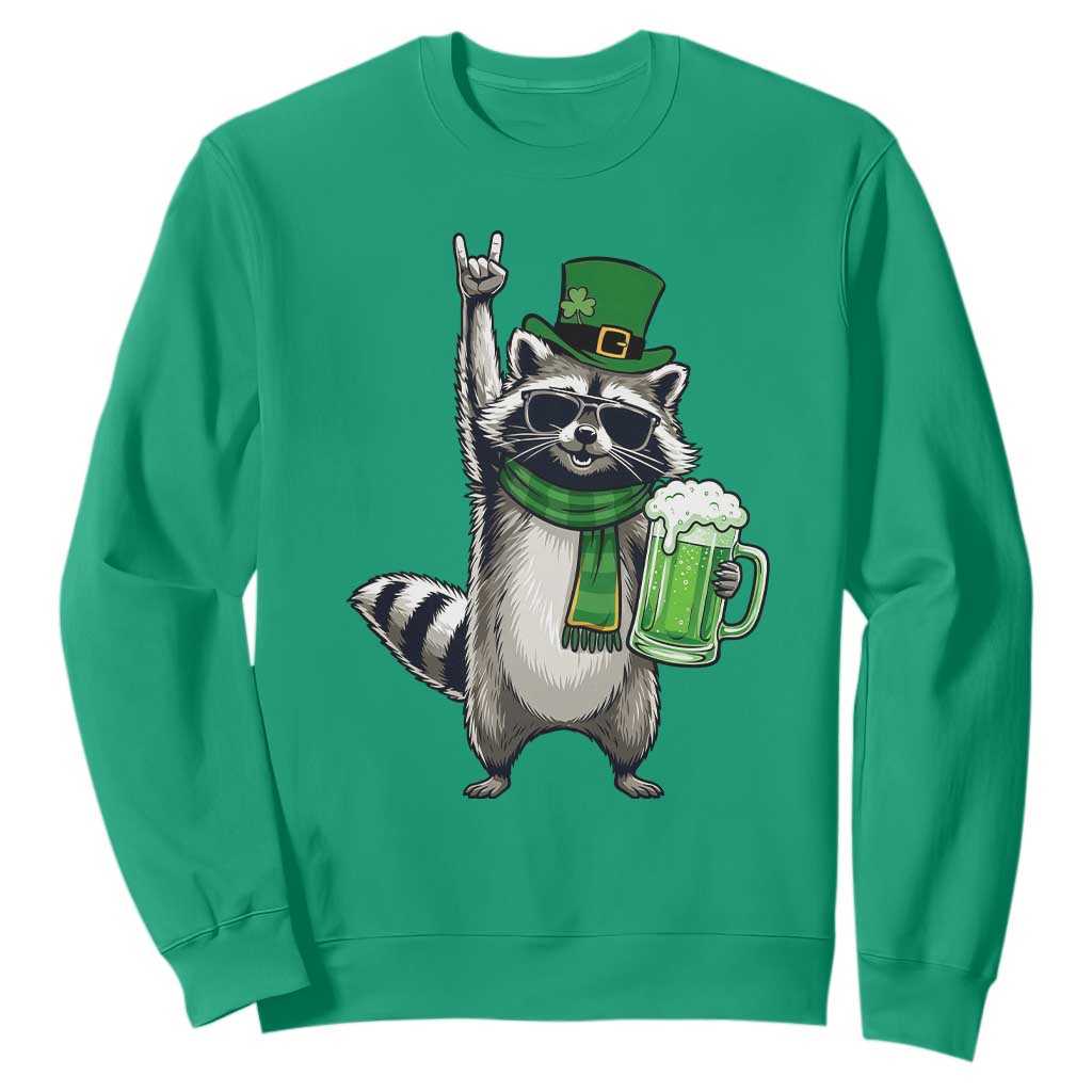 Funny Raccoon Rock On Sweatshirt St Patricks Day Gift TS12 Irish Green Print Your Wear