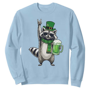 Funny Raccoon Rock On Sweatshirt St Patricks Day Gift TS12 Light Blue Print Your Wear