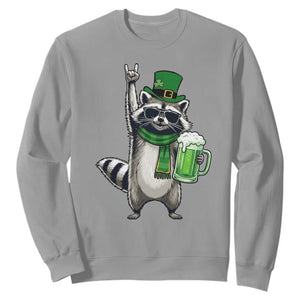 Funny Raccoon Rock On Sweatshirt St Patricks Day Gift TS12 Sport Gray Print Your Wear