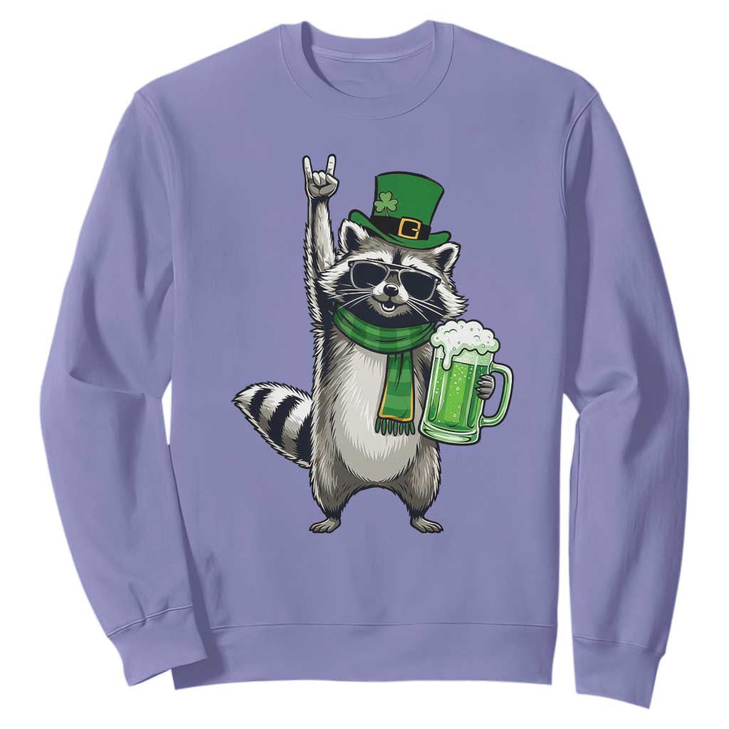 Funny Raccoon Rock On Sweatshirt St Patricks Day Gift TS12 Violet Print Your Wear