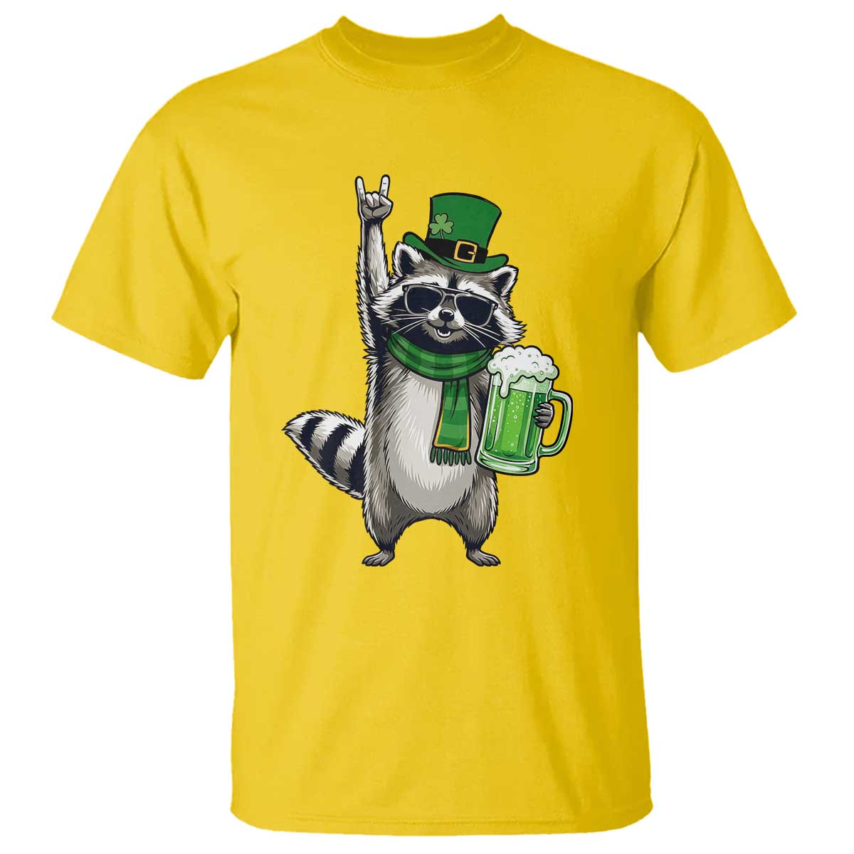 Funny Raccoon Rock On T Shirt St Patricks Day Gift TS12 Daisy Print Your Wear