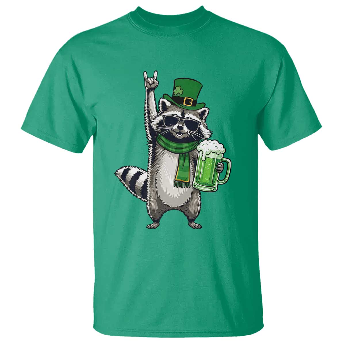Funny Raccoon Rock On T Shirt St Patricks Day Gift TS12 Irish Green Print Your Wear