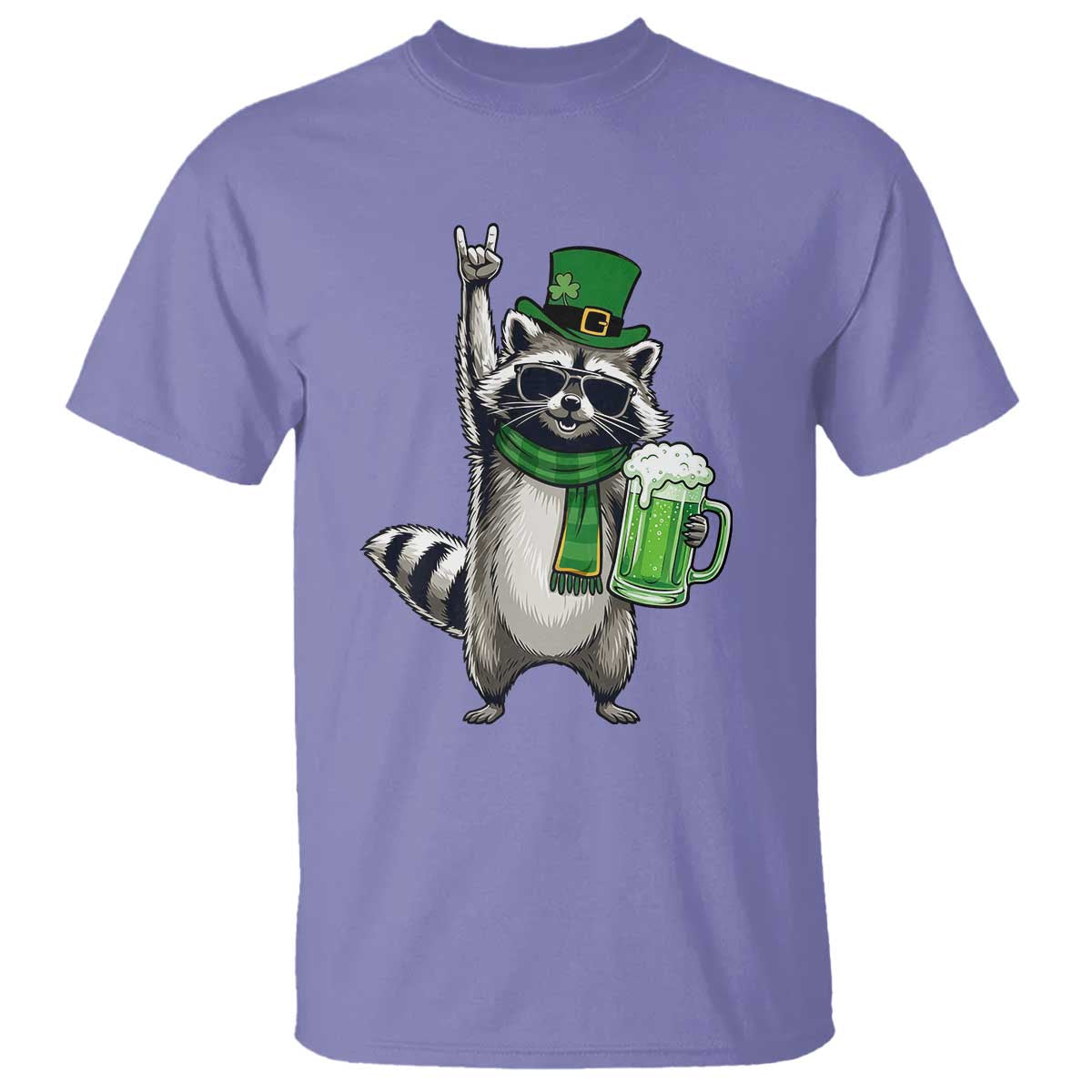 Funny Raccoon Rock On T Shirt St Patricks Day Gift TS12 Violet Print Your Wear