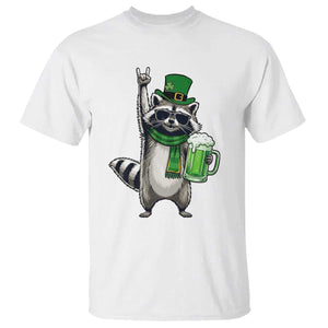 Funny Raccoon Rock On T Shirt St Patricks Day Gift TS12 White Print Your Wear