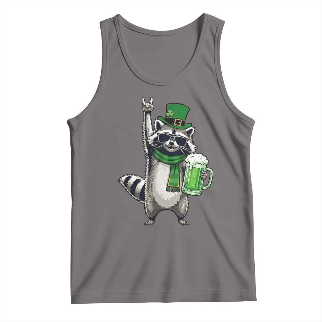 Funny Raccoon Rock On Tank Top St Patricks Day Gift TS12 Deep Heather Print Your Wear