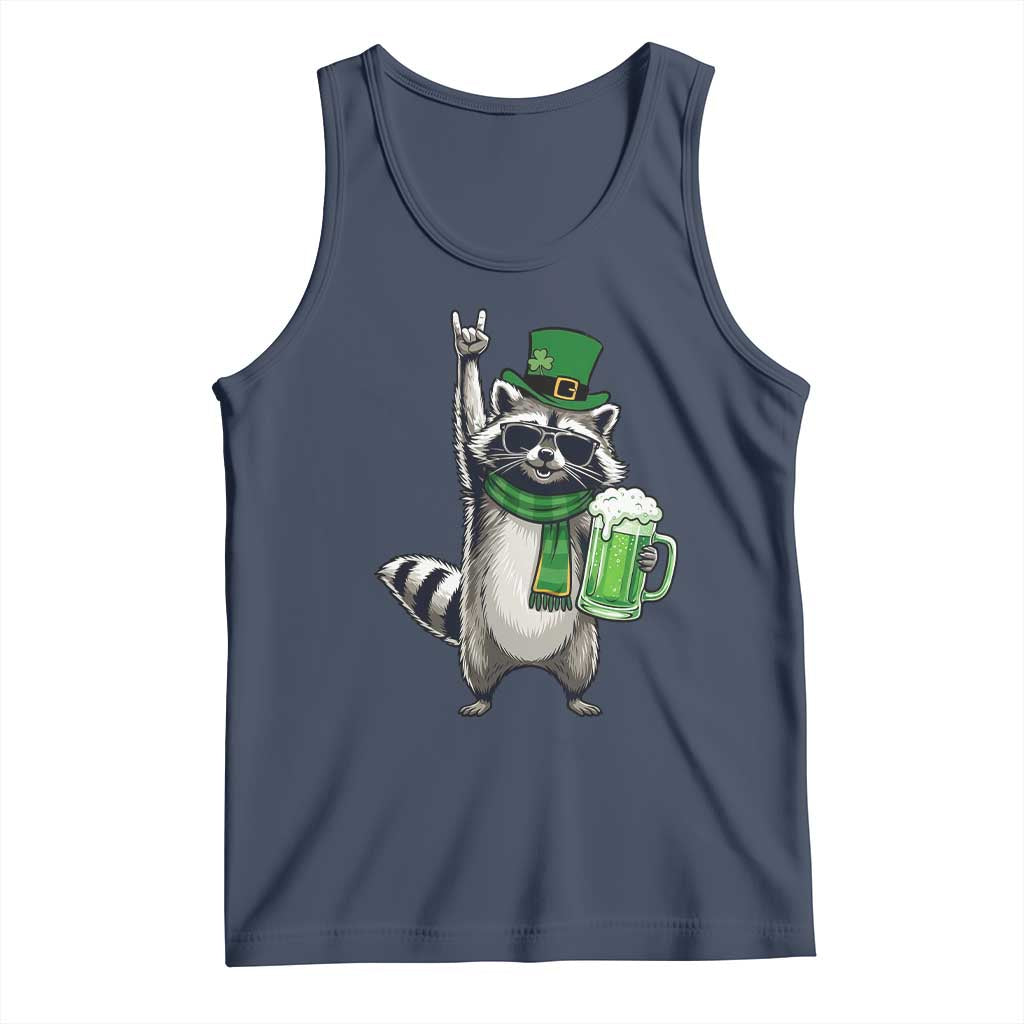 Funny Raccoon Rock On Tank Top St Patricks Day Gift TS12 Navy Print Your Wear