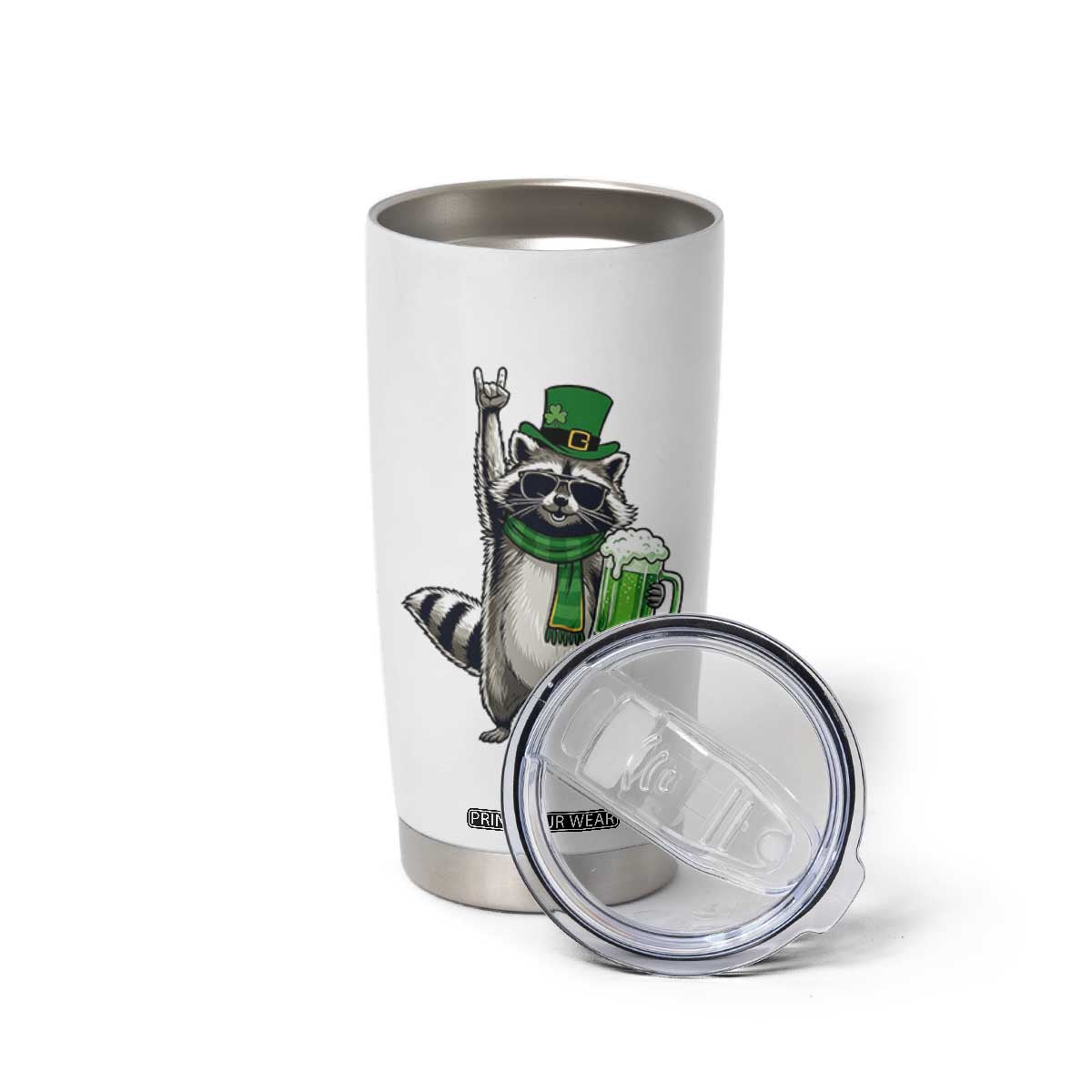Funny Raccoon Rock On Tumbler Cup St Patricks Day Gift TS12 Print Your Wear
