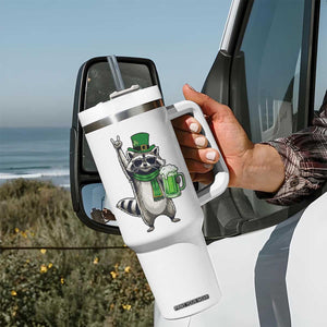 Funny Raccoon Rock On Tumbler With Handle St Patricks Day Gift TS12 Print Your Wear